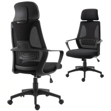 (Black, Foam) High-Back Adjustable Office Chair, Black
