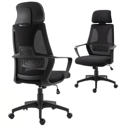 (Black, Foam) High-Back Adjustable Office Chair, Black