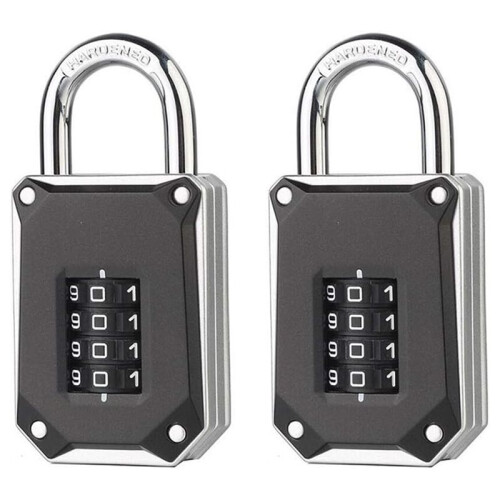 Outdoor Padlocks 2 Pack Gym Locker Lock 4 Digit Heavy Duty  Combination Padlock Easy Read Resettable Numbers