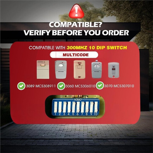 4-Pack for MultiCode Gate Opener Remote 3089 308911 MCS308911, Multi Code Garage Door Opener 2