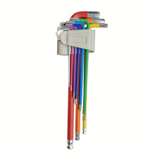 9pcs Colored Long -End Allen Wrenches, Metric L-Type Allen Wrenches, with Storage Rack, for Mechanical Repair Work