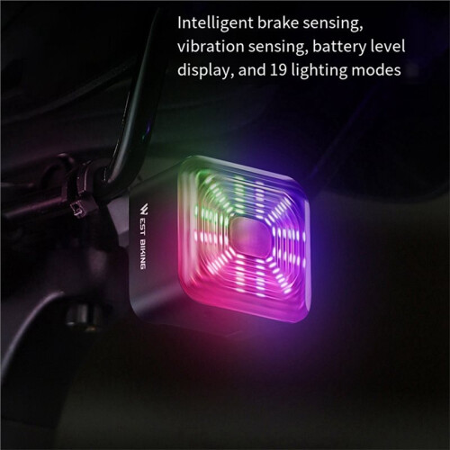 WEST BIKING  Bicycle Brake Sensing Tail Light Rechargeable LED Rear Lamp High Brightness Warning Light 1