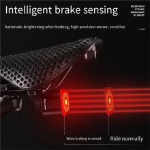 WEST BIKING Intelligentes Fahrrad-Rücklicht mit Bremssensor, Wiederaufladbare LED-Rückleuchte mit Hoher Helligkeit und Warnlicht