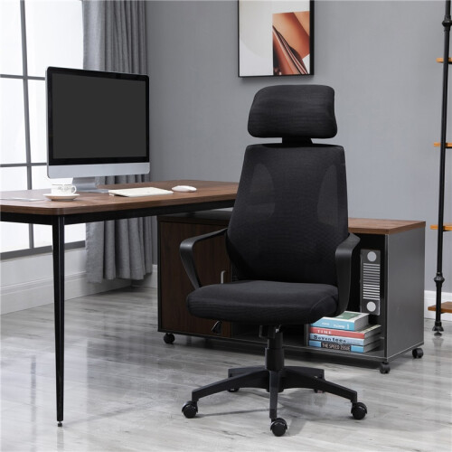 (Black, Foam) High-Back Adjustable Office Chair, Black 1