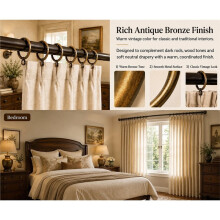 60 Pack Bronze Curtain Rings with Eyelets, 1.5 Inch Inner Diameter Metal Drapery Rings for Pleat Curtains,Drape