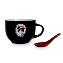 Toynk Friday the 13th Jason Voorhees Ceramic Soup Mug w/Spoon | Bowl For Ice Cream Cereal Oatmeal | Large Coffee Cup For Espresso Caffeine | Home