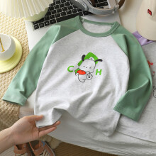 (Green,120cm)T-Shirt Pochacco Tiermuster Langarm Baumwolle mit atmungsaktivem Material für Kinder