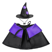 Halloween Huisdier Kostuum Kat Tovenaar Kostuum Grappige Tovenaar Kat Kleding Cloak en Hoed voor Kleine Honden Outfits