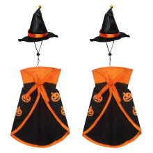 Halloween Cat Costume Cloak Witch Hat Pet Clothes Halloween Adjustable Pumpkin Pet Costumes Clothes Set