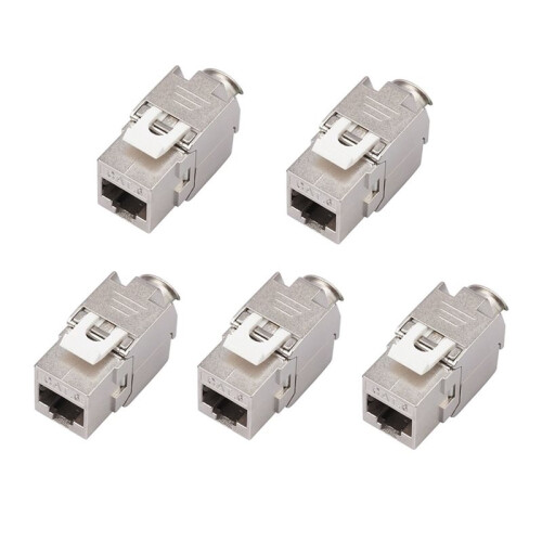 5PCS RJ45  Jack Module Tool-Less Type Shielded Zinc Alloy Module Self-Locking Network Coupler Adapter CAT6
