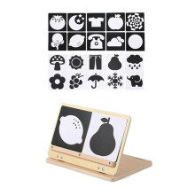 Bauchlage-Spielset - Baby-Sicherer Spiegelspielzeug und Kartenständer mit Hochkontrastierenden Schwarz-Weiß-Karten