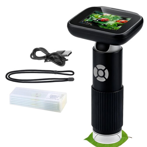 Microscópio para Crianças, Tela Ajustável de 2,4 Polegadas, 5 Lâminas, 1000X, Microscópio Digital Portátil para Crianças