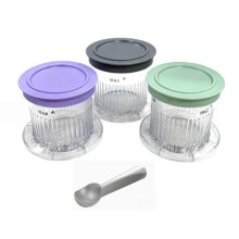 3PCS Instant Freeze Ice Cream Maker Dessert Cups with Spoon Ice Cream Maker Bowl Set 0.5-Pint Bowls with Lids