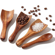 4PCS Wooden Scoops, Small Scoops for Canisters,Laundry Detergent Measuring Scoop, for Ground Coffee Seasoning Bath Salt