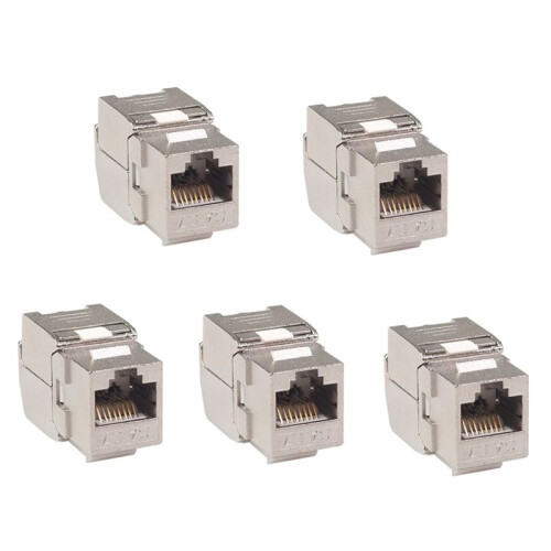 5PCS RJ45  Jack Module Tool-Less Type Shielded Zinc Alloy Module Self-Locking Network Coupler Adapter CAT7