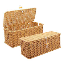 Boîte de Gestion de Câbles en Rotin 2 Pièce, Panier Organisateur de Cordons Fait Main avec Verrou pour Multiprises, Routeur et Câbles de Bureau