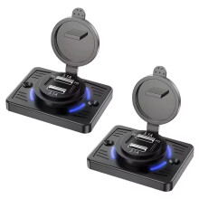 2 Piezas 4 Puertos 12V Salida USB Montaje en Pared con Doble USB C PD y Doble USB A QC Carga Rápida para Vehículos Camiones Barcos Marinos