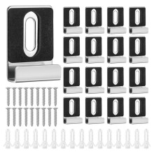 16pcs Metal Mirror Holder Kit, Heavy Duty J Type Mirror Hanger Clips with Screws and Rubber Pads