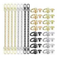 8 Pcs Purse Chain Strap for Handbag, with 16 Pcs Studs D , 4 Colors 7.9 in Extender, 16 Pcs Studs Rivets D
