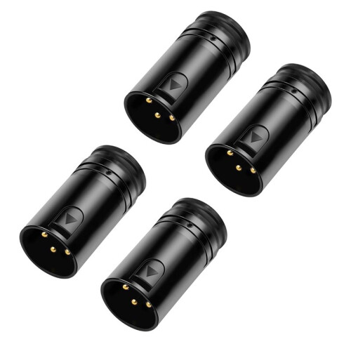 Compact XLR Microphone Solder Adapter, 3-Pin Black Shell XLR Solder Connector, Right Angle