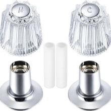 Transparent Bathtub Faucet Handle Set with Hot/Cold Indicators - Dual-Handle Replacement Parts
