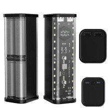 Kit Mecha Transparente com 8 Baterias 21700 para Power Bank com Carregamento Rápido Tipo C (Preto)
