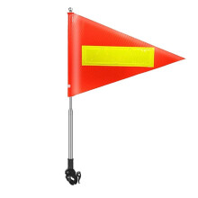 Orange Safety Flag with Reflective Strip and 5.3 Feet Retractable Pole Orange Warning Flags Suitable for Mobility