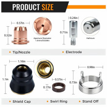 Accesorios para Cortadora de Plasma IPT40/S45, Consumibles para Antorcha para Equipos de Corte por Plasma CUT-55DS Pro/CUT-65DS, 24 Piezas
