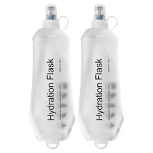 2 Pack 500ml Soft Flask, Shrink As You Drink Water Bottles for Running Vest Hydration Pack Leak-Proof TPU Folding Bottle