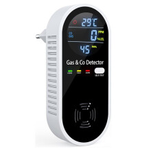 Koolmonoxidemelder met Temp/Humidity Sensor, Plug-in Alarm voor Thuis Garage Werkplaats EU-Stekker