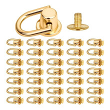 40 Pieces D Rings Rivets for Leather Purse, Gold Studs Rivets with D for Leather Crossbody Purse