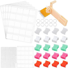 219Pcs Embroidery Floss Organizer Set, 2 Plastic Embroidery Thread Bobbin 1 Sheet Paper Self-Adhesive Stickers