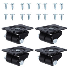 4 Pièces de Roulettes Pivotantes à Profil Bas de 1 Pouce avec Roues Doubles pour une Capacité de 1 100 Lbs