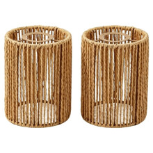 2 Pack Handwoven Wicker Shade Woven Paper Rope Pendant Light Shade for E26 and E27 Light Sockets.