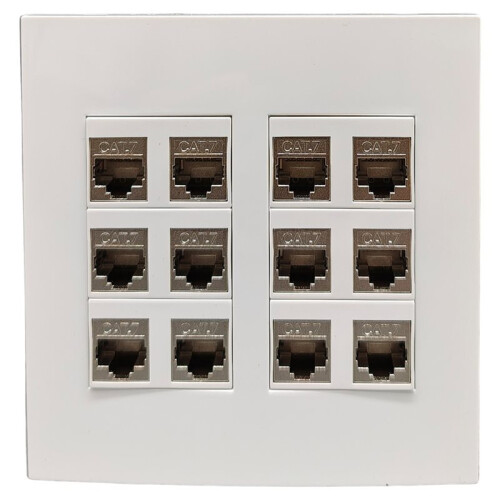 12  Shield CAT7 RJ45 LAN Wall Panel Faceplate Ethernet Shielded CAT.7 for  Jack Socket for 10GB Internet
