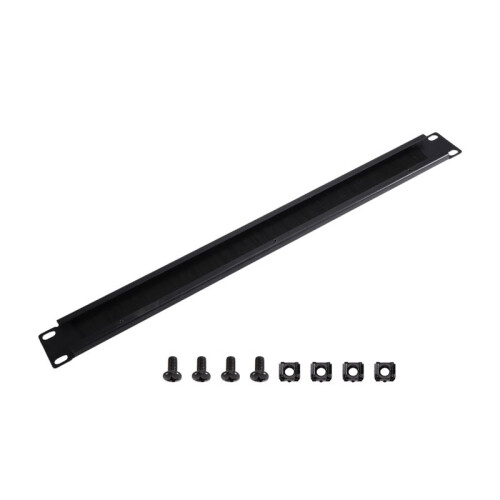 Steel Cable Management Brush Panel Black Cable Organizer for 19 Inch Rack Patch Panel System, 1U 1