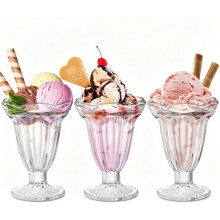 3 Stück Glas Tulpenförmige Sundae-Becher, Klare Milchshake-Becher mit Stielen, Dessertschalen, Perfekt zum Servieren Von Cocktails