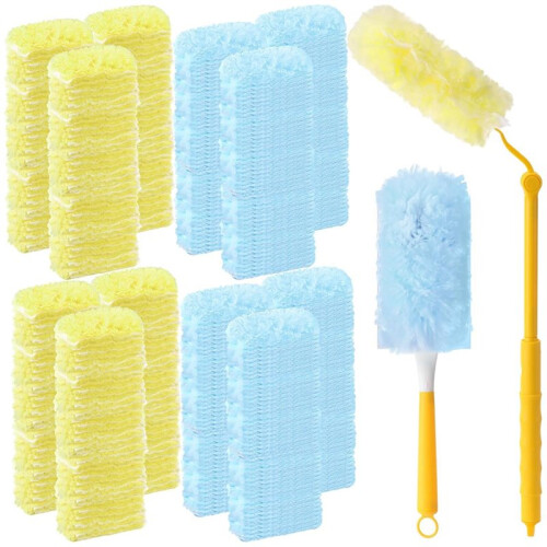 100 Count Disposable Dusters Refills with 1 Handle, 360 Multi-Surface Microfiber Static Cleaning Dusting Wand