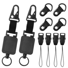 Retractable Carabiner Keychain Extendable Outdoor Reels Easy Pull Back Clip 2 Pull Tabs