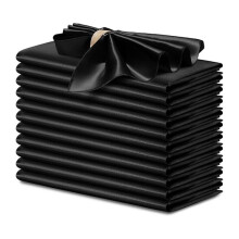 12 Pack Satin Cloth Napkins, 30x30cm Silky Wedding Napkins Cloth, Luxury Dining Table Cloth Napkins Black