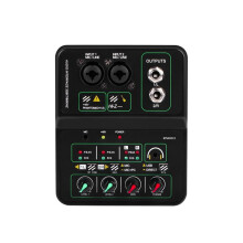 2 Channel Audio Mixer 32BIT/96kHz Hi-Res Professional Recording Mixer +48V for Live Show Recoding Party DJ Podcast