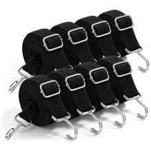 8-Pack Verstelbare Platte Bungee Koorden, 80 Inch Zware Elastische Banden met Metalen Haken, voor Het Beveiligen van Vracht, Fiets, Tent