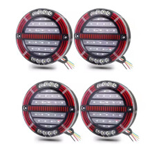 4 Pcs 12V 24V Luz Trasera LED Redonda con Señal de Secuencial para Camión Remolque Pickup