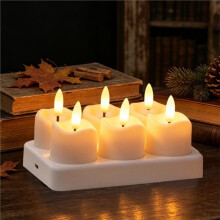 4/6PCS LED Tea Light Candles Rechargeable Flameless Candles Home Decor Flickering Electronic Candle Lamp B