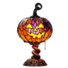 Lámpara de Mesa de Calabaza de Halloween Manchada - Iluminación Decorativa Encantadora para el Hogar