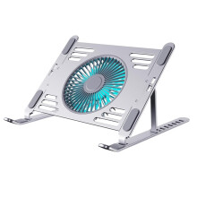 Draagbare Laptop Koelstandaard, 3-Snelheden Stille Krachtige Ventilator Koeler Geschikt voor 17,3 Inch Laptop Zilver