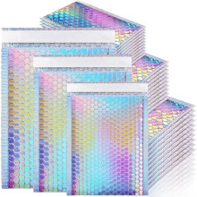 Holographic Bubble Mailers Shipping Bags,50 Pack,Waterproof Self Seal Adhesive Foil Glitter Shipping Bags