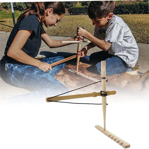 Hand Drill Kit Fire Igniter Primitive Wood Survival Practice Friction Fire Tool for Teaching Outward Training Light 2