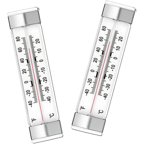 2 Pack White Refrigerator Freezer Thermometer, Freezer Kitchen Thermometer for Refrigerator, Fridge, Cooler