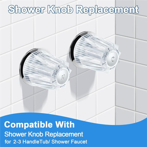 Transparent Bathtub Faucet Handle Set with Hot/Cold Indicators - Dual-Handle Replacement Parts